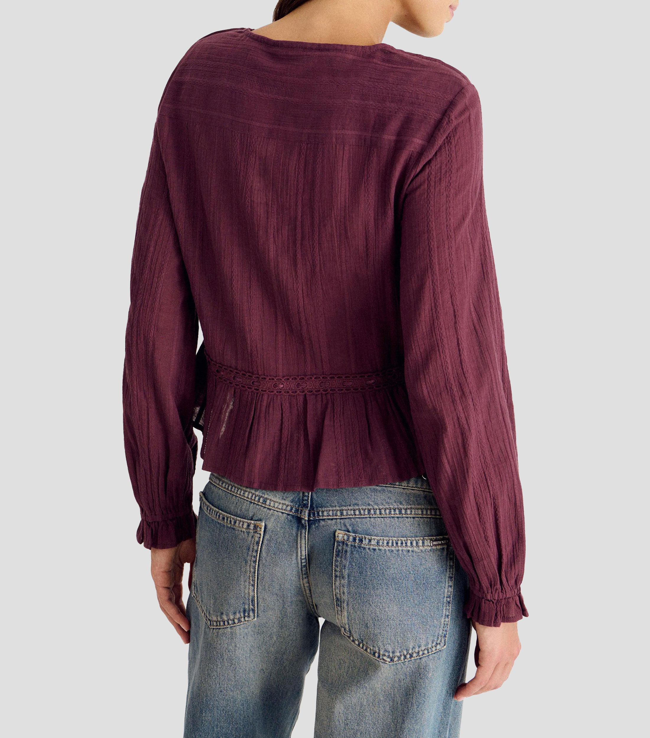 Blusa sólida manga larga Mujer